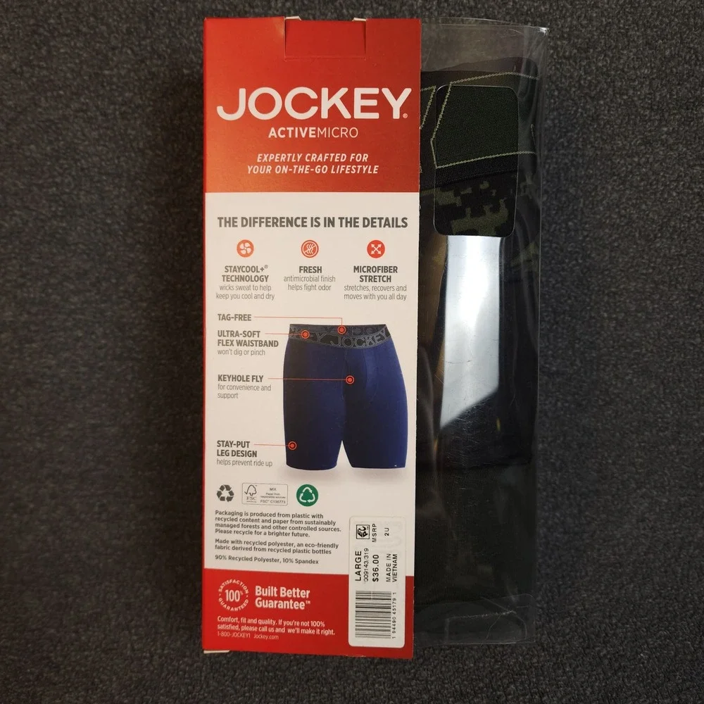 Jockey‎ Active Micro Boxer Briefs Mens Large Black Boxer Briefs Microfiber
